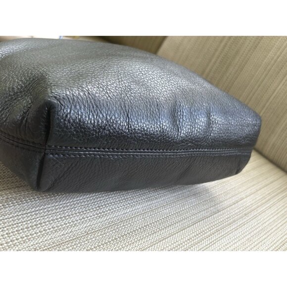 Michael Kors Black Pebbled Leather Gold Chain Shoulder Handbag Purse Satchel - Picture 8 of 13